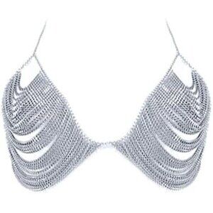 🆕Women's Sliver Sexy Body layer Chest Chain Fashion Bra Chain Jewelry